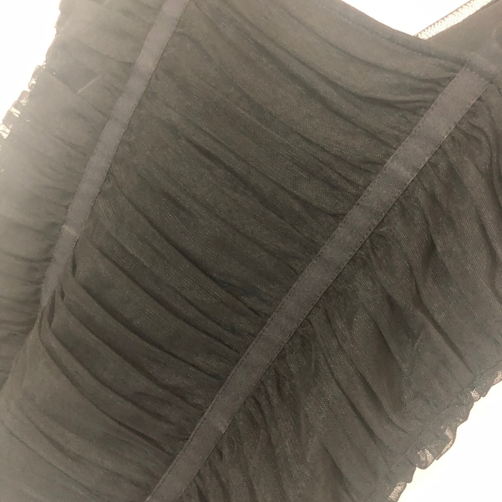 BCBGMaxazria Black Ruched Chiffon Top